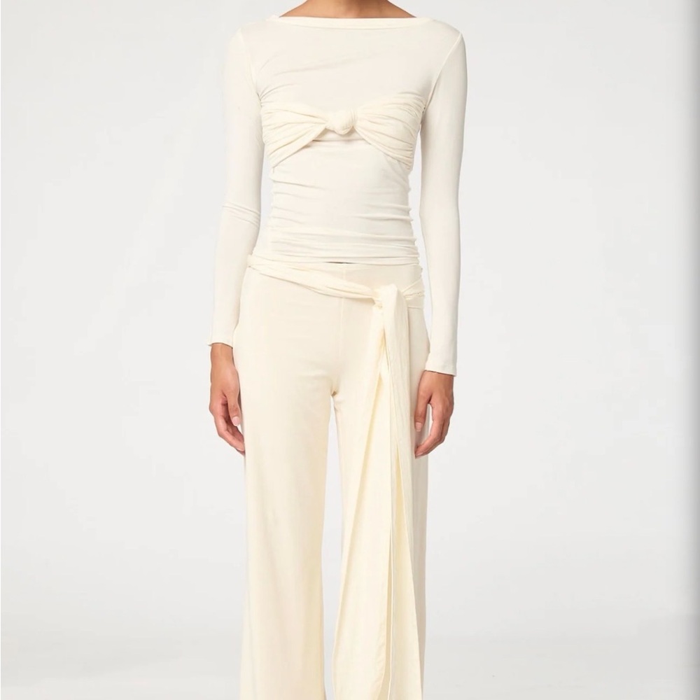 The Line by K Keane Pant - Vanilla Soft Wrap Tie Pants